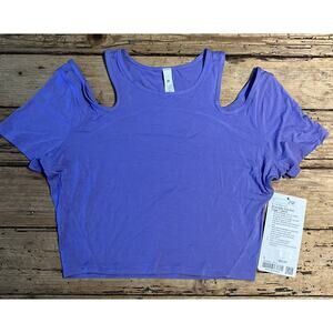 Lululemon Womens Size 6 Dark Lavender Shoulder Cut-out Yoga Shirt NWT